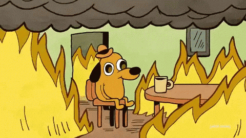 this is fine dog gif